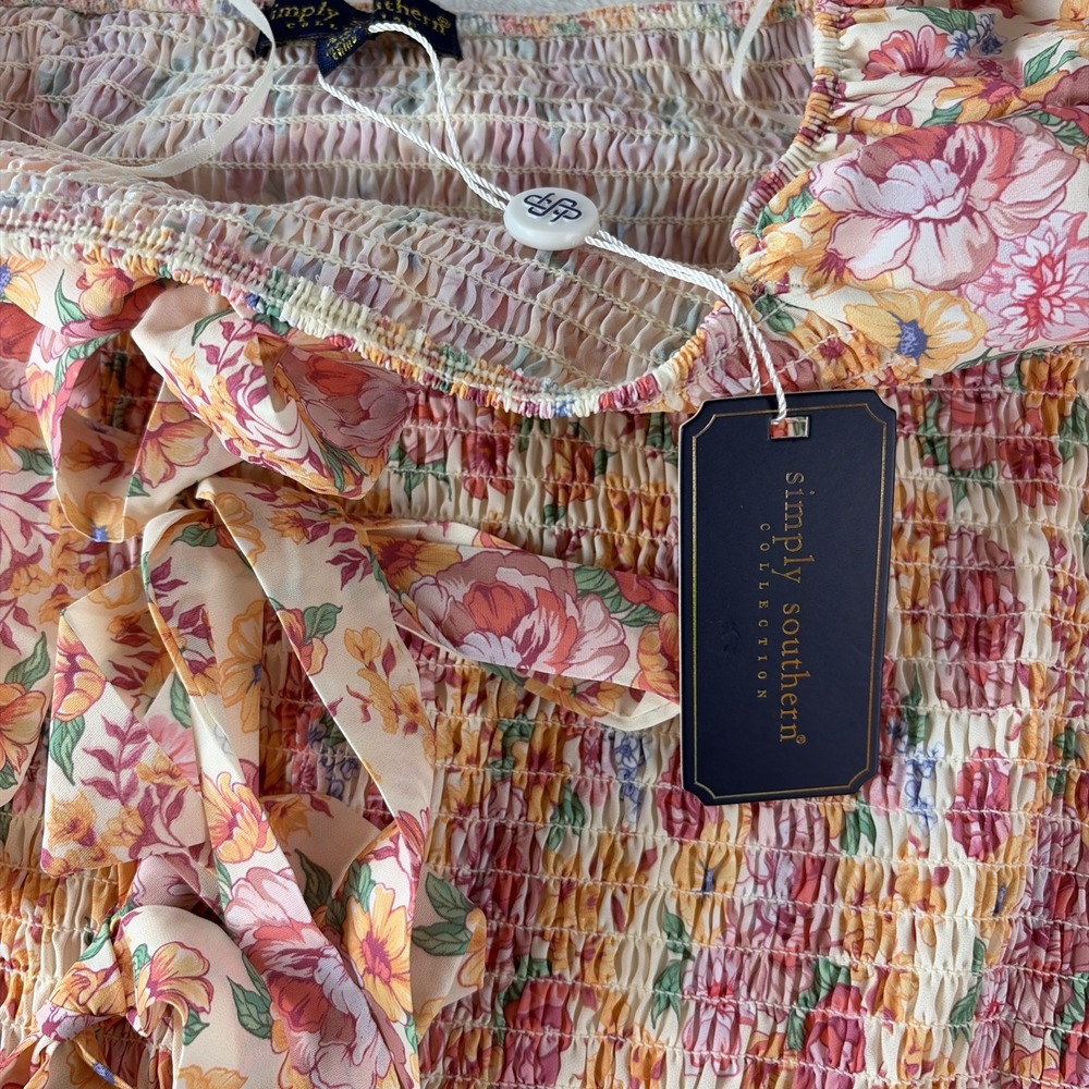 NWT Simply Southern Lucy Floral Tiered Midi Dress Sz XXL Cottagecore Garden - Picture 6 of 8